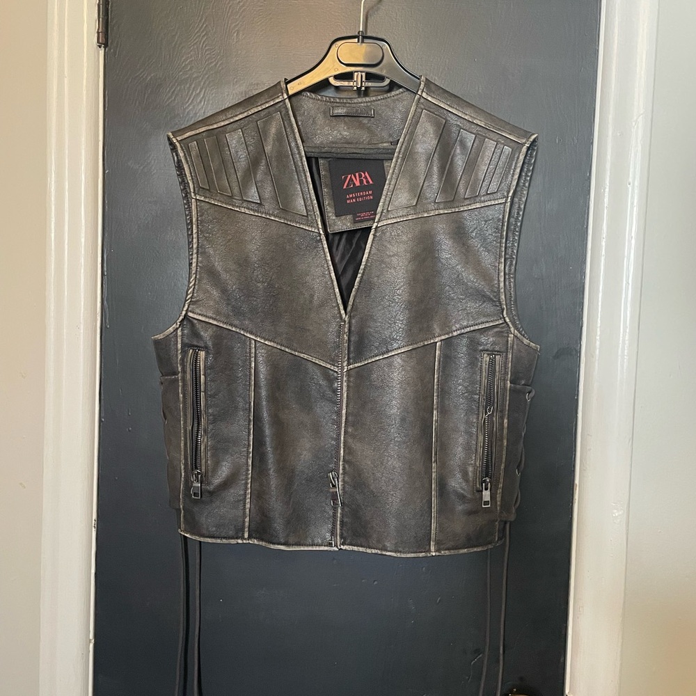 Zara Brown Faux Leather Vest